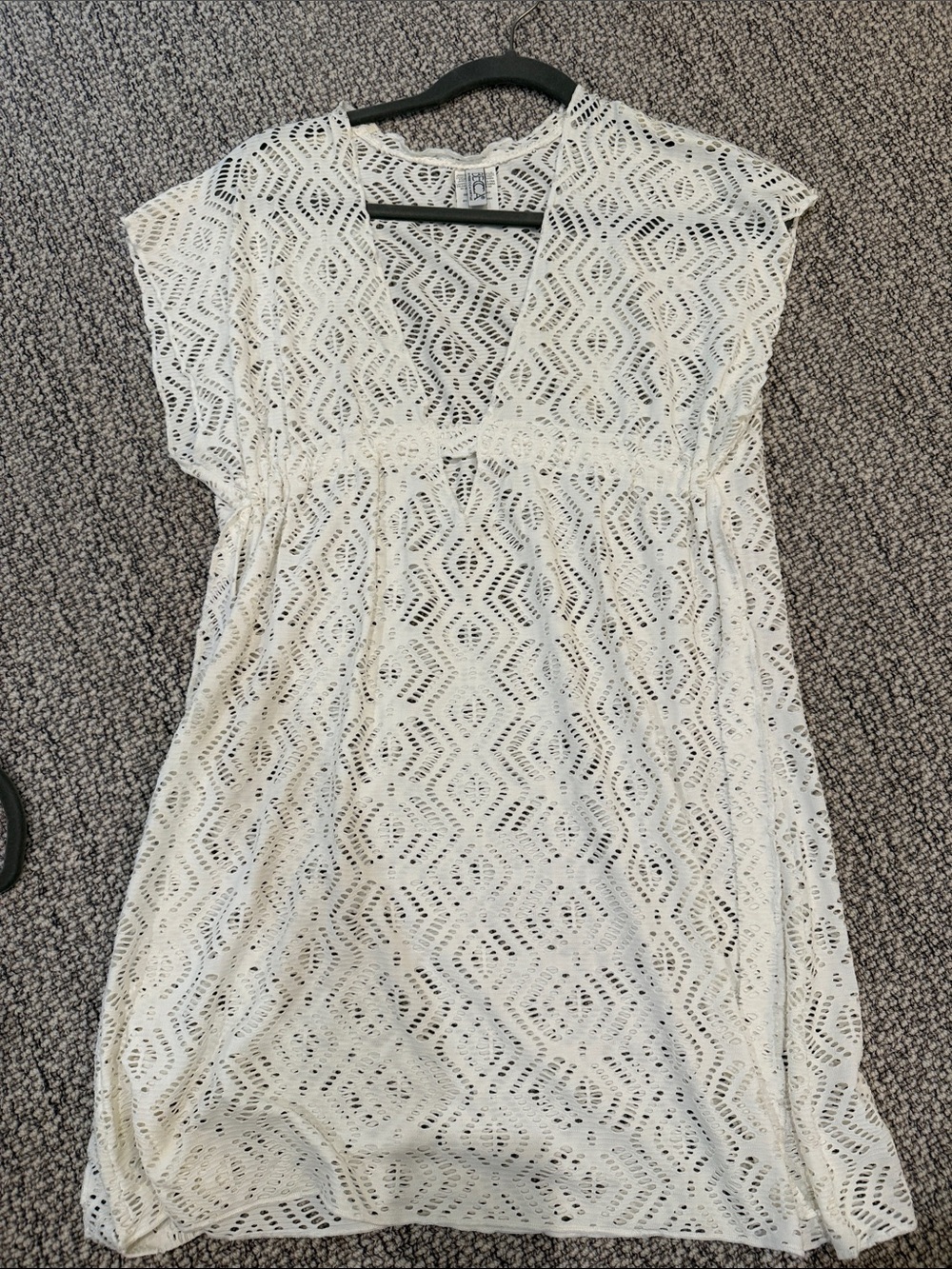 BECCA White Crochet V-Neck Swim Coverup